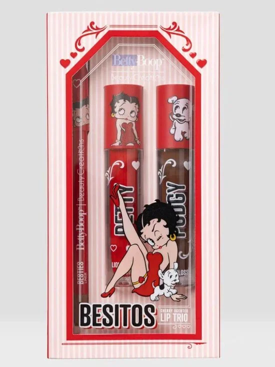 Betty Boop Cupid Tote Bag & Pouch Set w/ Pudgy charm Besitos Lip & Eye Bundle - Picture 3 of 6